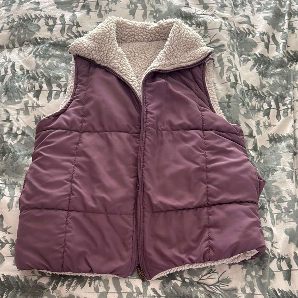 Purple Puffer Vest with Sherpa Lining